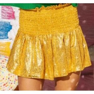 QUEEN OF SPARKLES Gold Mini Swing Shorts Sz Lg